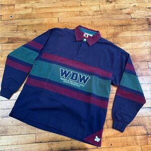 Vintage 90s Walt Disney World Striped Rugby Polo